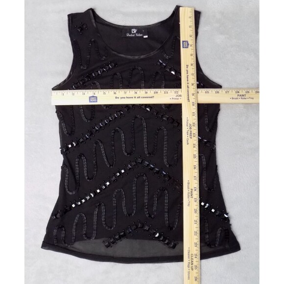 Dulcci Vetan Beaded Mesh Top Medium Glam Office Evening Club (BUNDLE PRICE $6) - Picture 4 of 5